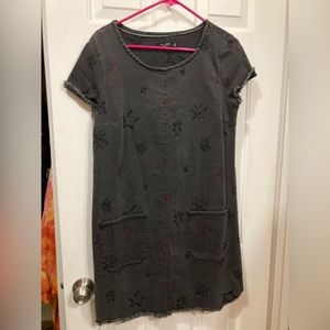 Embroidered denim dress